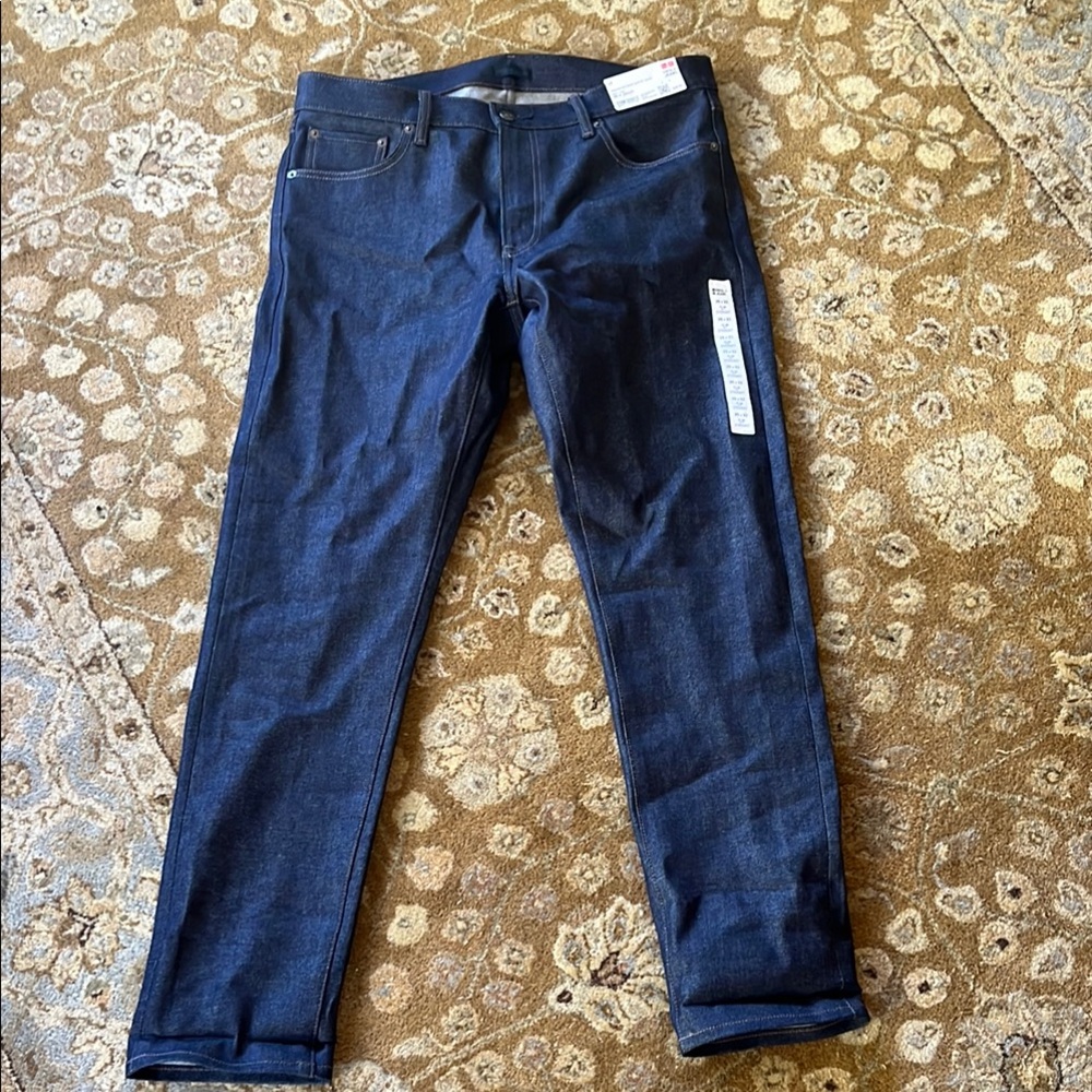 NWT Uniqlo stretch selvedge slim fit straight 35 x 32